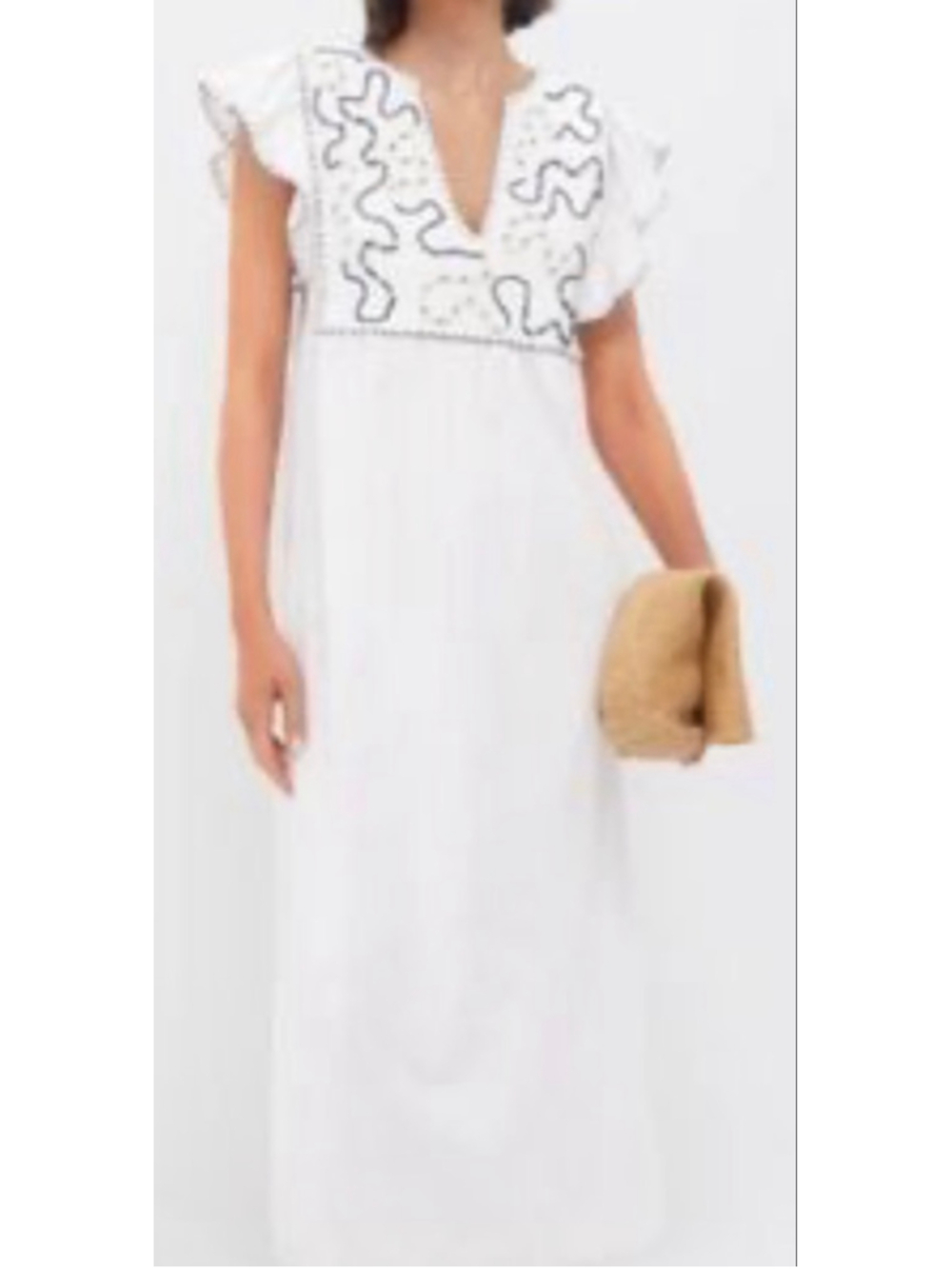 Dress To Off-White Navy Embroidered Midi Dress L